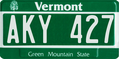 VT license plate AKY427
