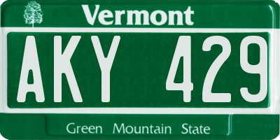 VT license plate AKY429