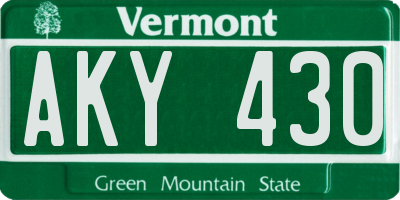 VT license plate AKY430