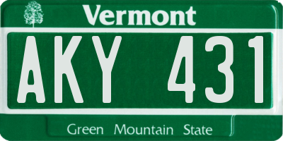VT license plate AKY431