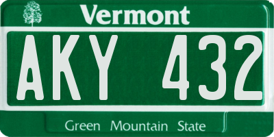 VT license plate AKY432