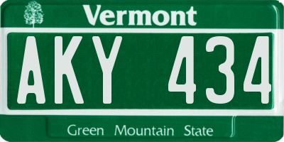 VT license plate AKY434