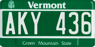 VT license plate AKY436