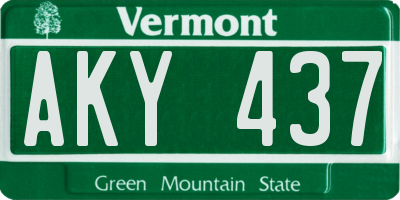 VT license plate AKY437