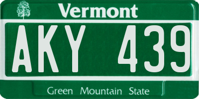 VT license plate AKY439