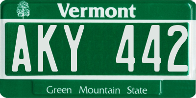 VT license plate AKY442