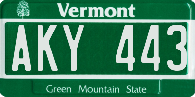 VT license plate AKY443