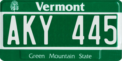 VT license plate AKY445