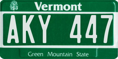 VT license plate AKY447
