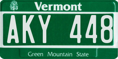 VT license plate AKY448