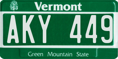 VT license plate AKY449