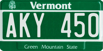 VT license plate AKY450
