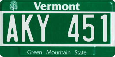 VT license plate AKY451