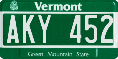 VT license plate AKY452
