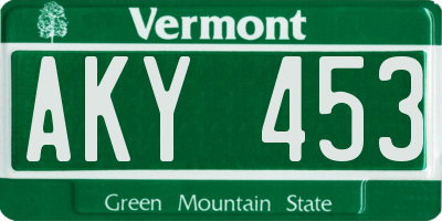 VT license plate AKY453
