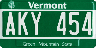 VT license plate AKY454