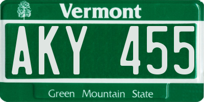 VT license plate AKY455