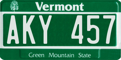 VT license plate AKY457