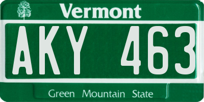 VT license plate AKY463