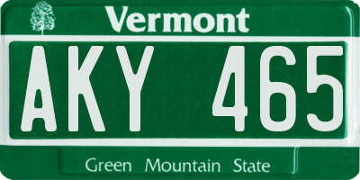 VT license plate AKY465