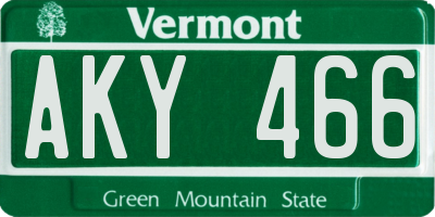 VT license plate AKY466