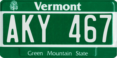 VT license plate AKY467