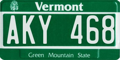 VT license plate AKY468