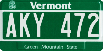 VT license plate AKY472