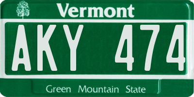 VT license plate AKY474