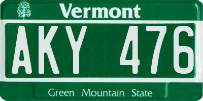 VT license plate AKY476