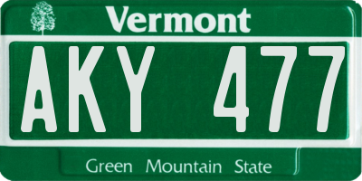 VT license plate AKY477