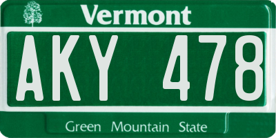 VT license plate AKY478