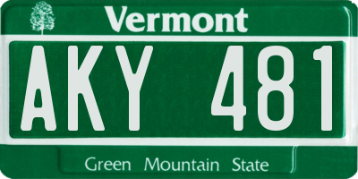VT license plate AKY481