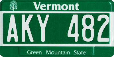 VT license plate AKY482