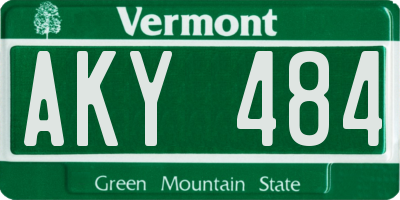 VT license plate AKY484