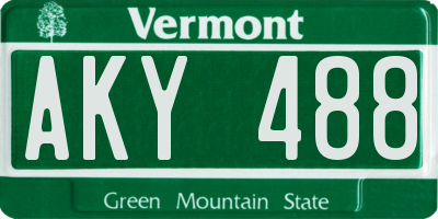 VT license plate AKY488