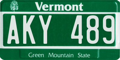 VT license plate AKY489