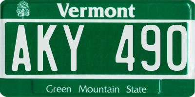 VT license plate AKY490
