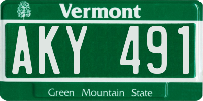 VT license plate AKY491