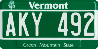 VT license plate AKY492