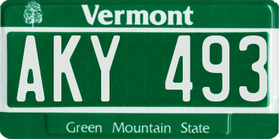 VT license plate AKY493