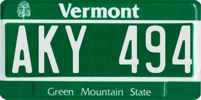 VT license plate AKY494