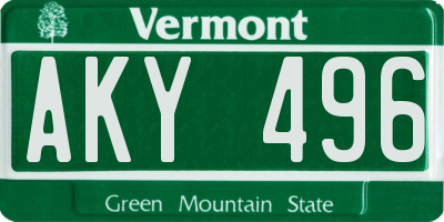 VT license plate AKY496