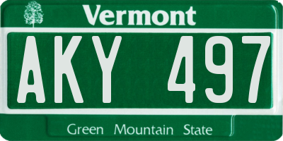 VT license plate AKY497