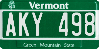 VT license plate AKY498