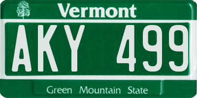 VT license plate AKY499