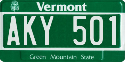 VT license plate AKY501
