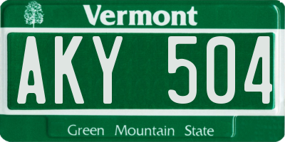 VT license plate AKY504
