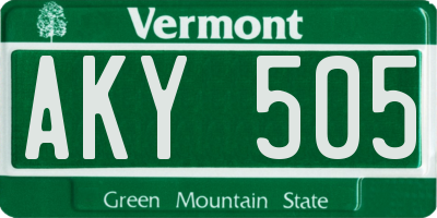 VT license plate AKY505