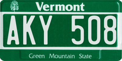VT license plate AKY508